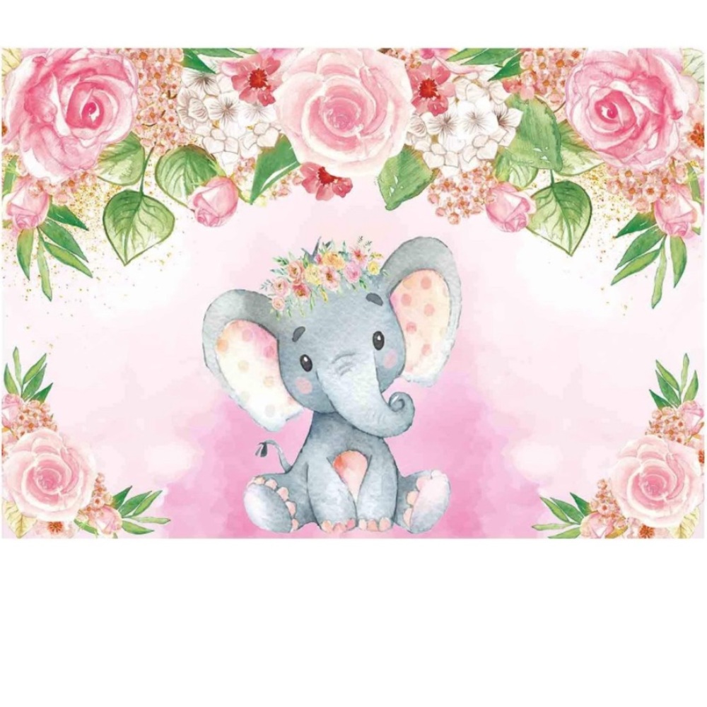 Elephant Theme Baby Shower Party Games & Backdrop Bundle